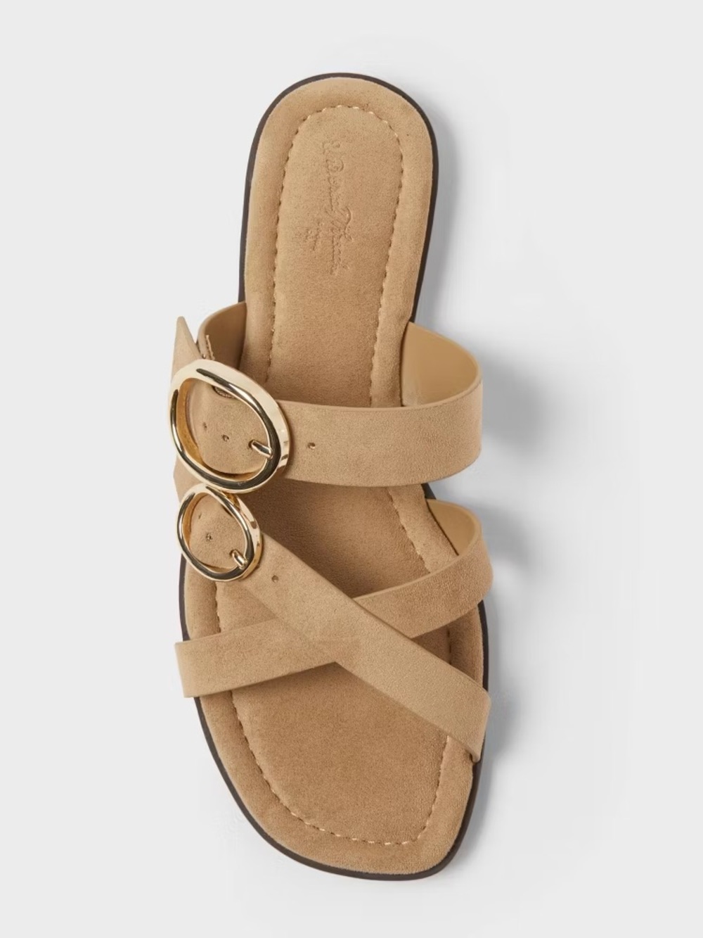 Women's Tan Buckle Slide Sandals